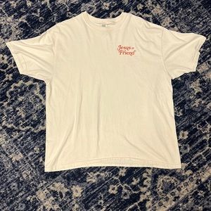 Jesus=Friend Elevated Faith T-shirt. Size: XXL. Cream color w/ Orange lettering.